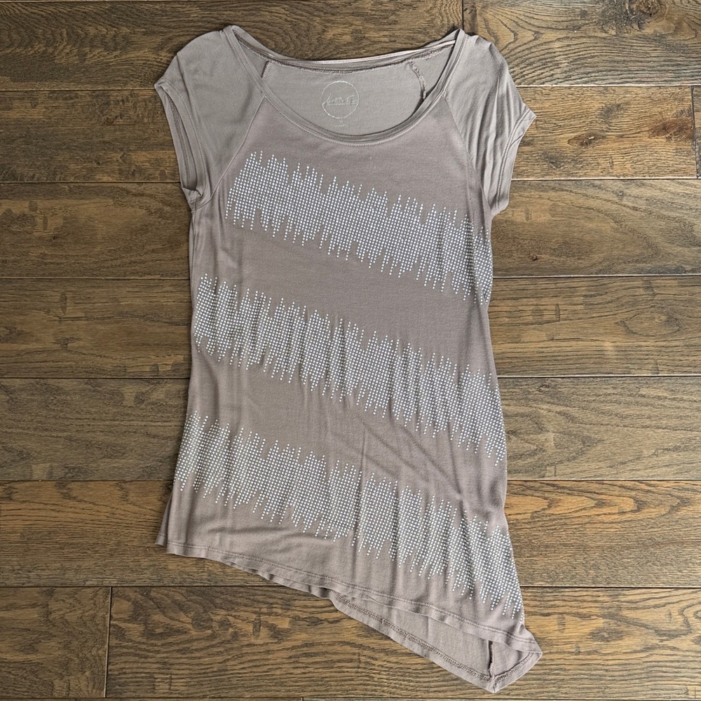 INC Asymmetrical Taupe Studded Women's Top